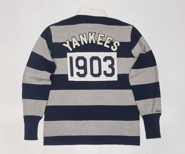 Nwt Polo Ralph Navy/Grey Yankees   #1903 NY Striped Classic Fit Long Sleeve Rugby