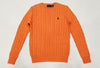 Nwt Polo Ralph Lauren Women's Orange Cable Knit Small Pony Cotton Sweater