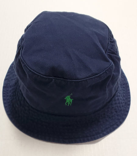 Nwt  Polo Ralph Black with White Small Pony Bucket Hat