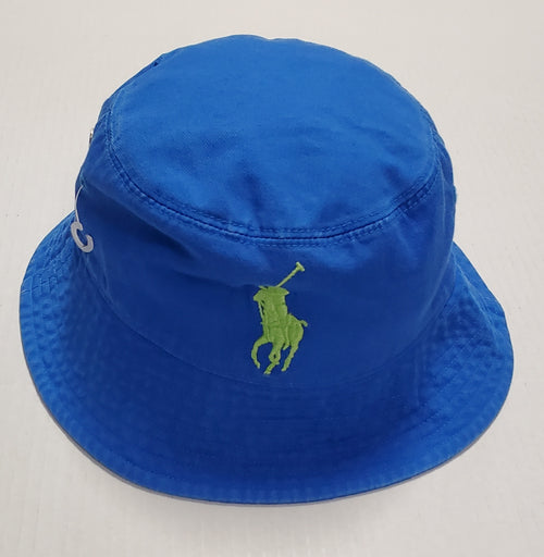 Nwt Polo Ralph Lauren Kids Spa Royal Lime Green Big Pony Bucket Hat - Unique Style