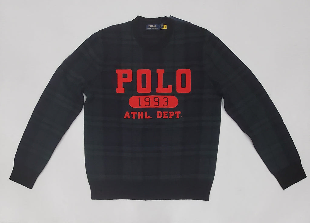 Nwt Polo Ralph Lauren Plaid Polo 1993 Athl Dept Sweater