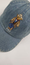 Nwt Polo Ralph Lauren Denim Cowboy Teddy Bear Leather Adjustable Strap Back - Unique Style