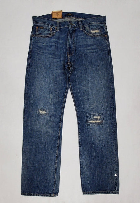 Nwt Polo Ralph Lauren Black Wash Varick Slim-Fit Straight All-Over Pony Jeans