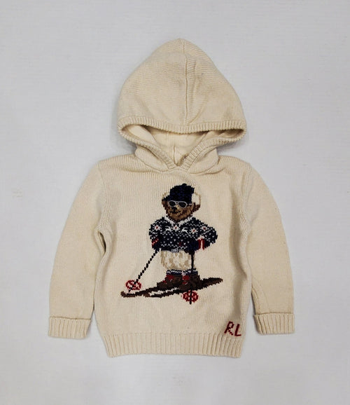 Nwt Kids Polo Ralph Lauren Bear Knit Hooded Sweater (0M-24M) - Unique Style