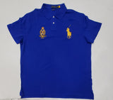Nwt Polo Ralph Lauren Royal with Gold Big Pony Embroidered Crest Custom Fit Polo - Unique Style