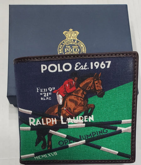 Nwt Polo Ralph Lauren Allover Logo Leather Wallet