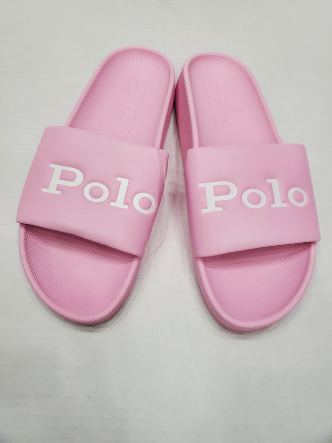 Nwt Women's  Polo Ralph Lauren Pink Polo Spellout Slides w/o Box - Unique Style