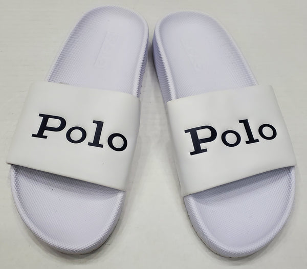 Nwt Polo Ralph Lauren White Polo Spellout Slides w/o Box - Unique Style
