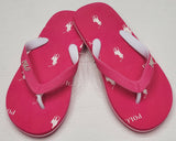 Nwt Polo Ralph Lauren Womens Pink Allover Pony Thong Slides w/o Box - Unique Style