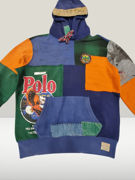 Nwt Polo Ralph Lauren Patchwork Dry Goods N.West Trails Fleece Hoodie - Unique Style