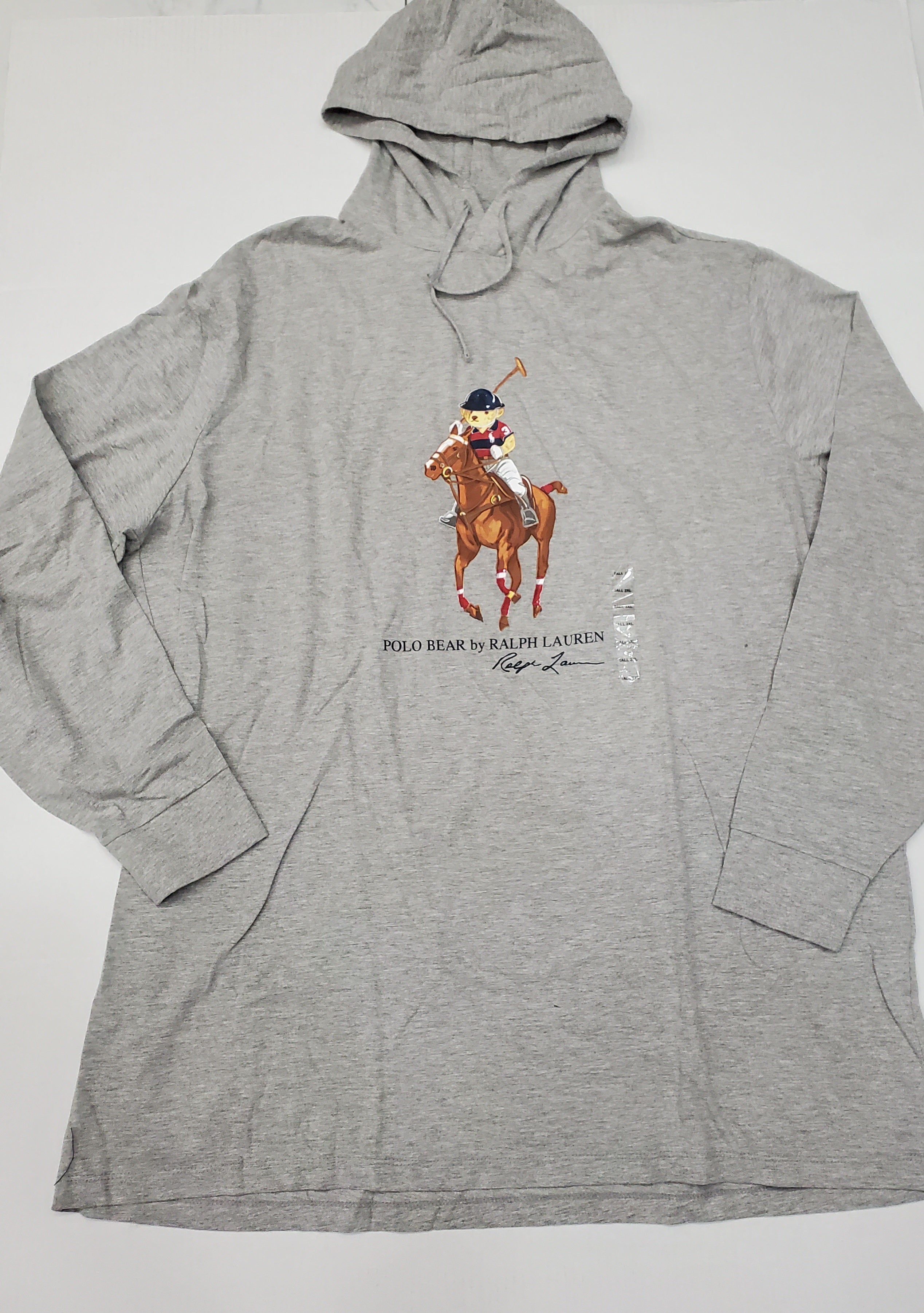 Nwt Polo Big \u0026 Tall Grey Teddy Bear on Pony L/S Hoodie Tee | Unique Style