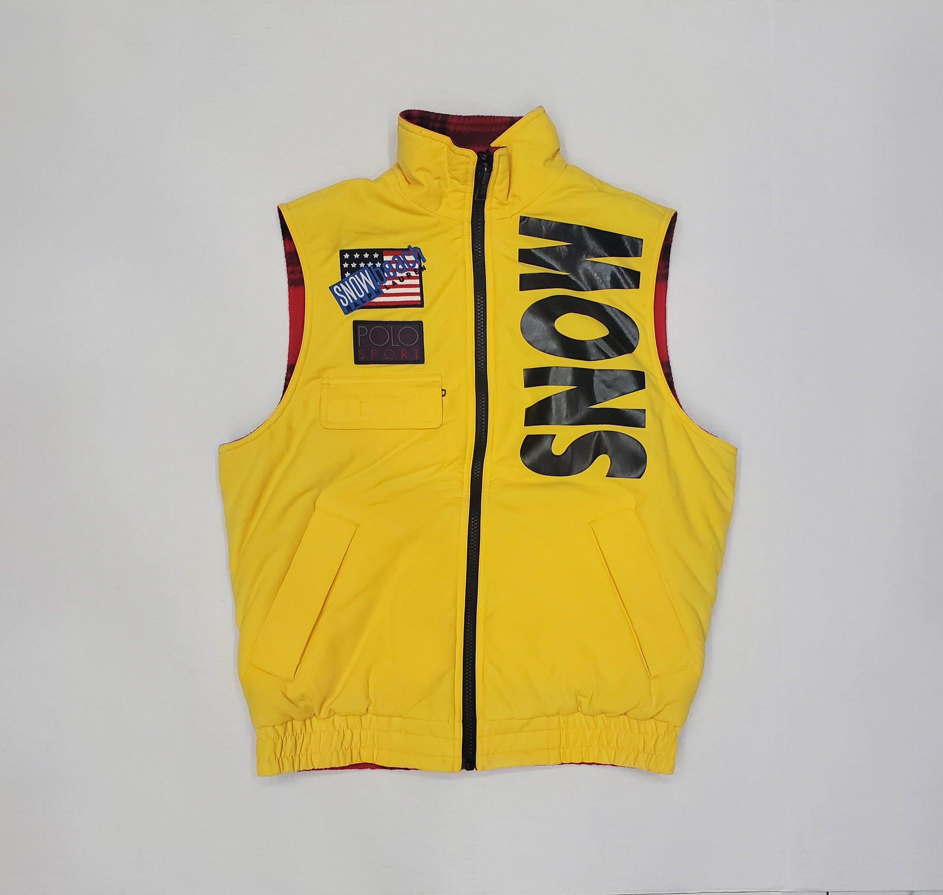 Nwt Polo Ralph Lauren Yellow /Plaid Reversible Crest Polo Sport Snow Beach  Vest