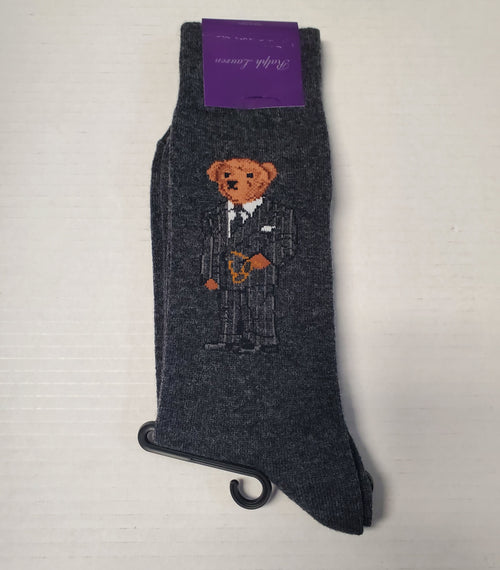 Nwt Polo 1 Pack Dark Grey Bear Socks