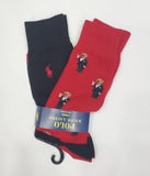 Nwt Polo Ralph Lauren Red Martini Allover Teddy Bear Socks - Unique Style