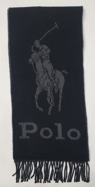 Nwt Polo Ralph Lauren Black Big Pony Scarf - Unique Style