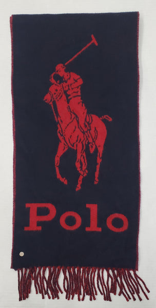 Nwt Polo Ralph Lauren Red/Navy Big Pony Scarf - Unique Style