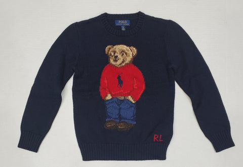 Polo Ralph Lauren Kids Ski buy Polo Bear Beanie Wool Blend Navy Size 8-20 44 CM NWT