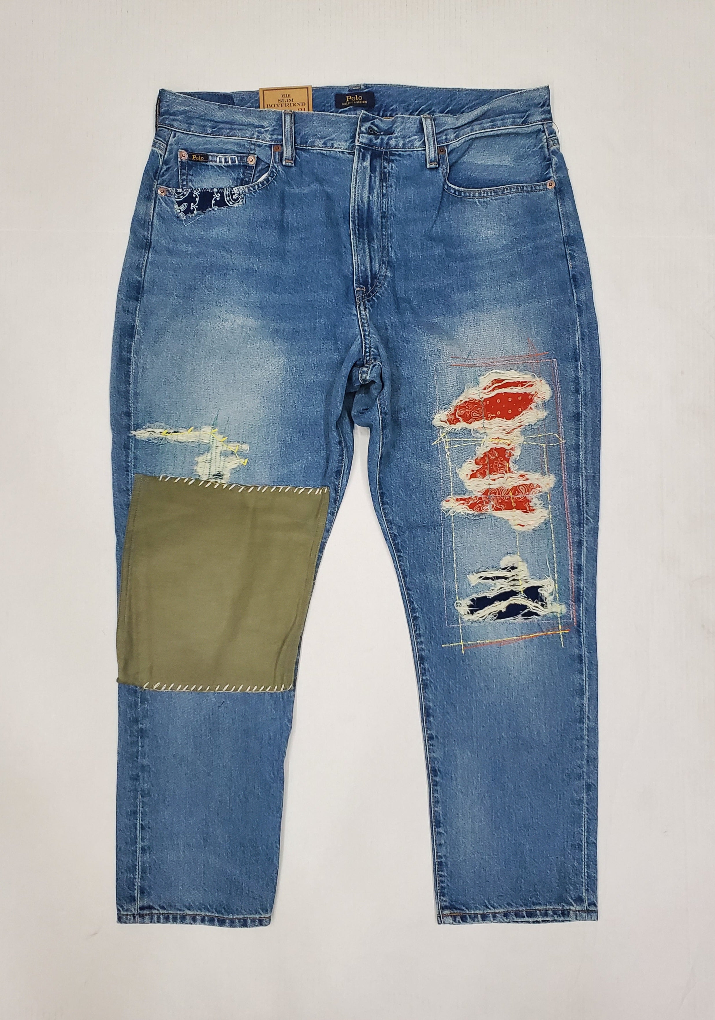 Nwt Polo Ralph Lauren Women's Patchwork Slim Boyfriend Jeans