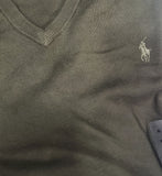 Nwt Polo Ralph Lauren Olive w/Olive Horse V-Neck Cotton Sweater - Unique Style