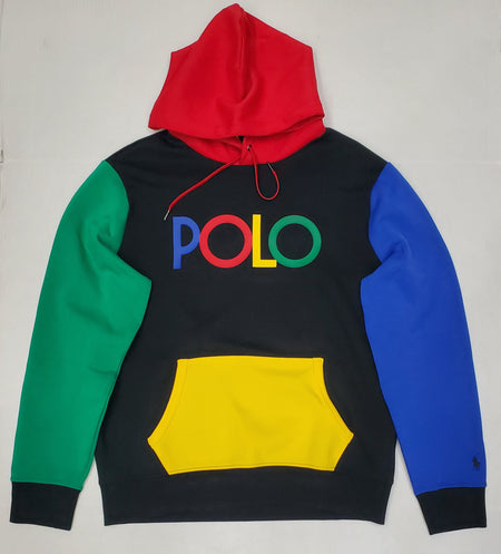 Nwt Polo Ralph Black Script Color Block Hoodie