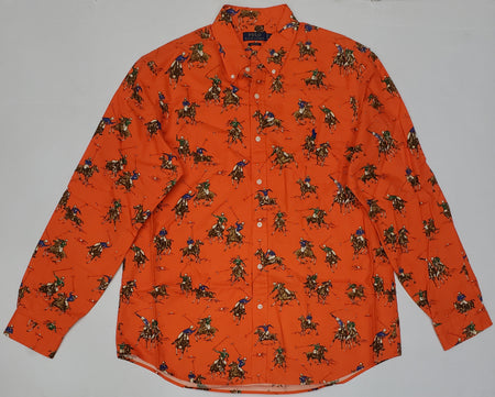 Nwt Polo Ralph Lauren Allover P-Wing Embroidered Classic Fit Long Sleeve Button Up