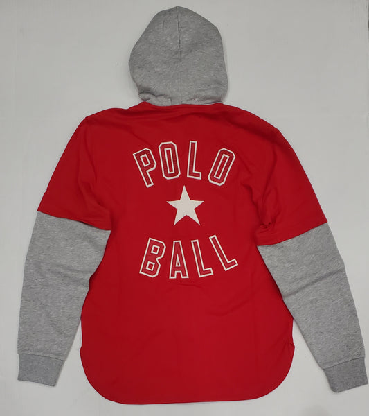 Nwt Polo Ralph Lauren Red/Navy/Grey Polo Ball Hooded Jersey