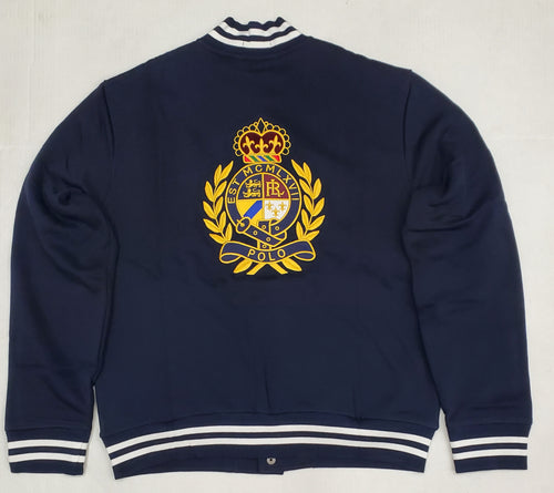 Nwt Polo Ralph Lauren Navy Embroidered Crest Fleece Baseball Small Pony Jacket