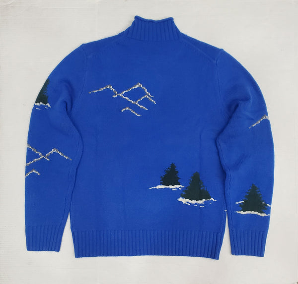 Nwt Polo Ralph Lauren Royal Blue Family Bear Mockneck Wool Sweater