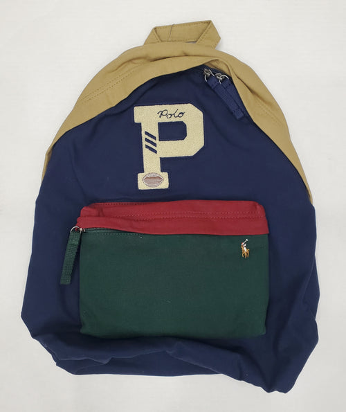 Nwt Polo Ralph Lauren Color Block 'P' Canvas Book Bag