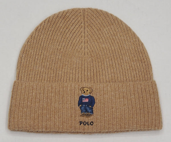 Nwt Polo Ralph Lauren Tan American Flag Teddy Bear Skully