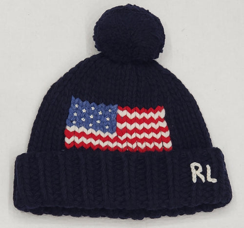 Nwt Polo Ralph Lauren Navy American Flag Wool Skully