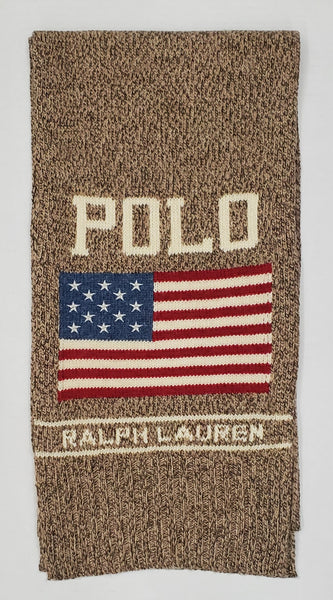 Nwt Polo Ralph Lauren Khaki  American Flag Scarf