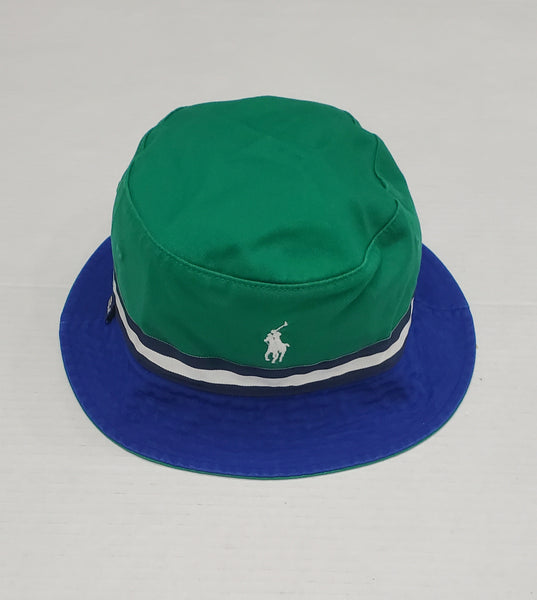 Nwt  Polo Ralph Green/Royal US Open New York Tennis Reversible Bucket Hat