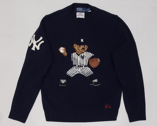 Nwt Polo Ralph Lauren Navy Yankees Teddy Bear Wool Sweater