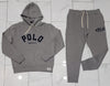 Nwt Polo Ralph Lauren Grey RL Logo Spellout Hoodie With Matching Joggers