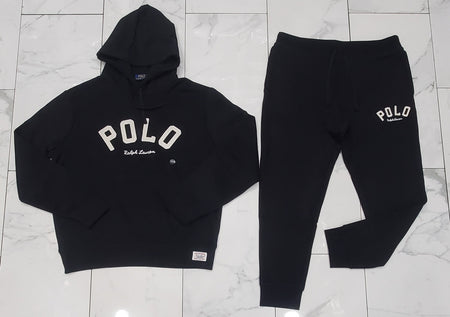 Nwt Polo Ralph Lauren Grey RL Logo Spellout Hoodie With Matching Joggers