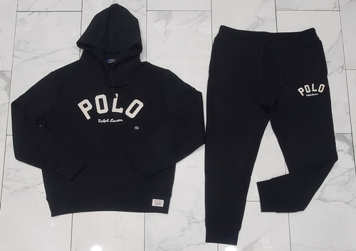 Nwt Polo Ralph Lauren Black RL Logo Spellout Hoodie With Matching Joggers