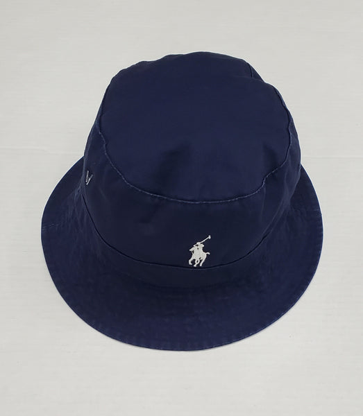 Nwt  Polo Ralph Navy Plaid Crest/Big Pony Reversible Bucket Hat