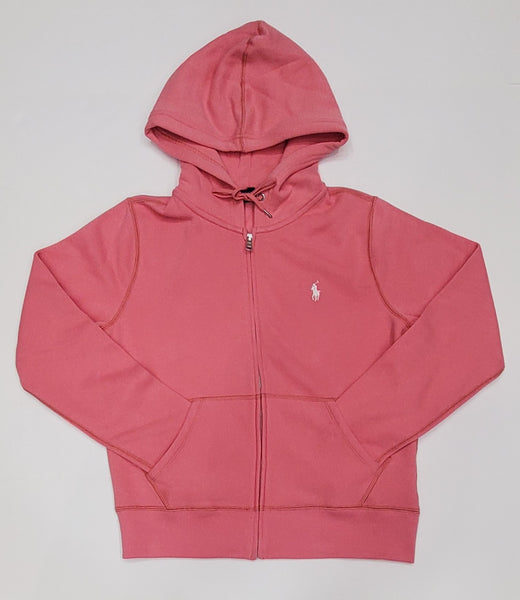 Nwt Polo Ralph Lauren Women's Pink With White Pony Zip Up Hoodie