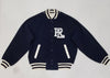 Nwt Polo Ralph Lauren Women's Navy RL Logo Fleece/Satin NY Finals 67 Bomber Jacket