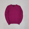 Nwt Polo Ralph Lauren Women's Purple Cable Knit Small Pony Cotton Sweater