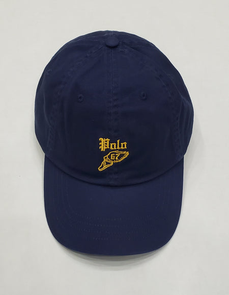 Nwt  Polo Ralph Lauren Navy Supply Leather Brim Adjustable Strap Back