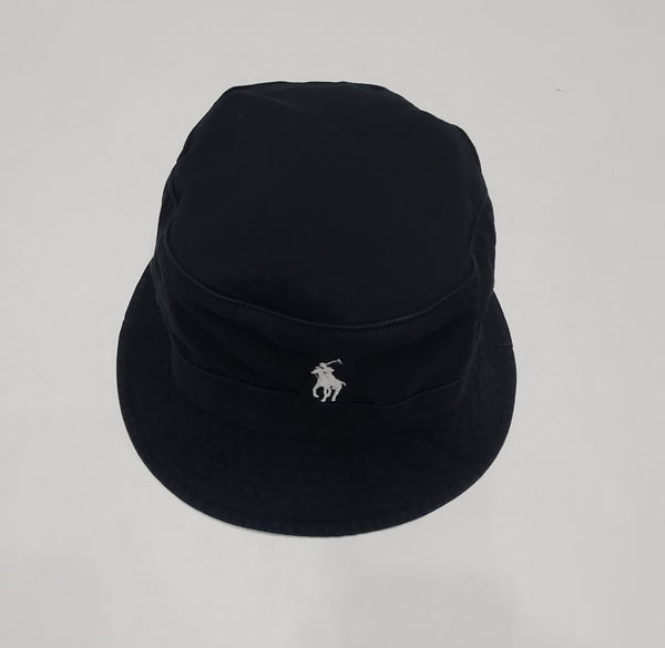 Nwt  Polo Ralph Black with White Small Pony Bucket Hat