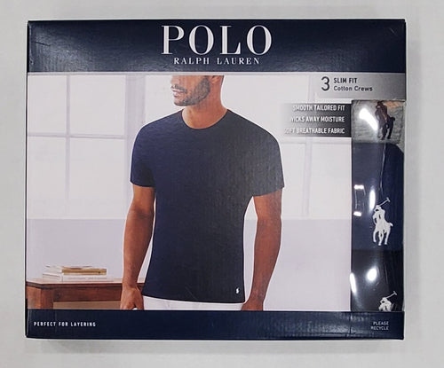 Polo Ralph Lauren Slim Fit 3 Pack Crewneck Mixed Color Tee (Grey/Blue/Navy Blue)