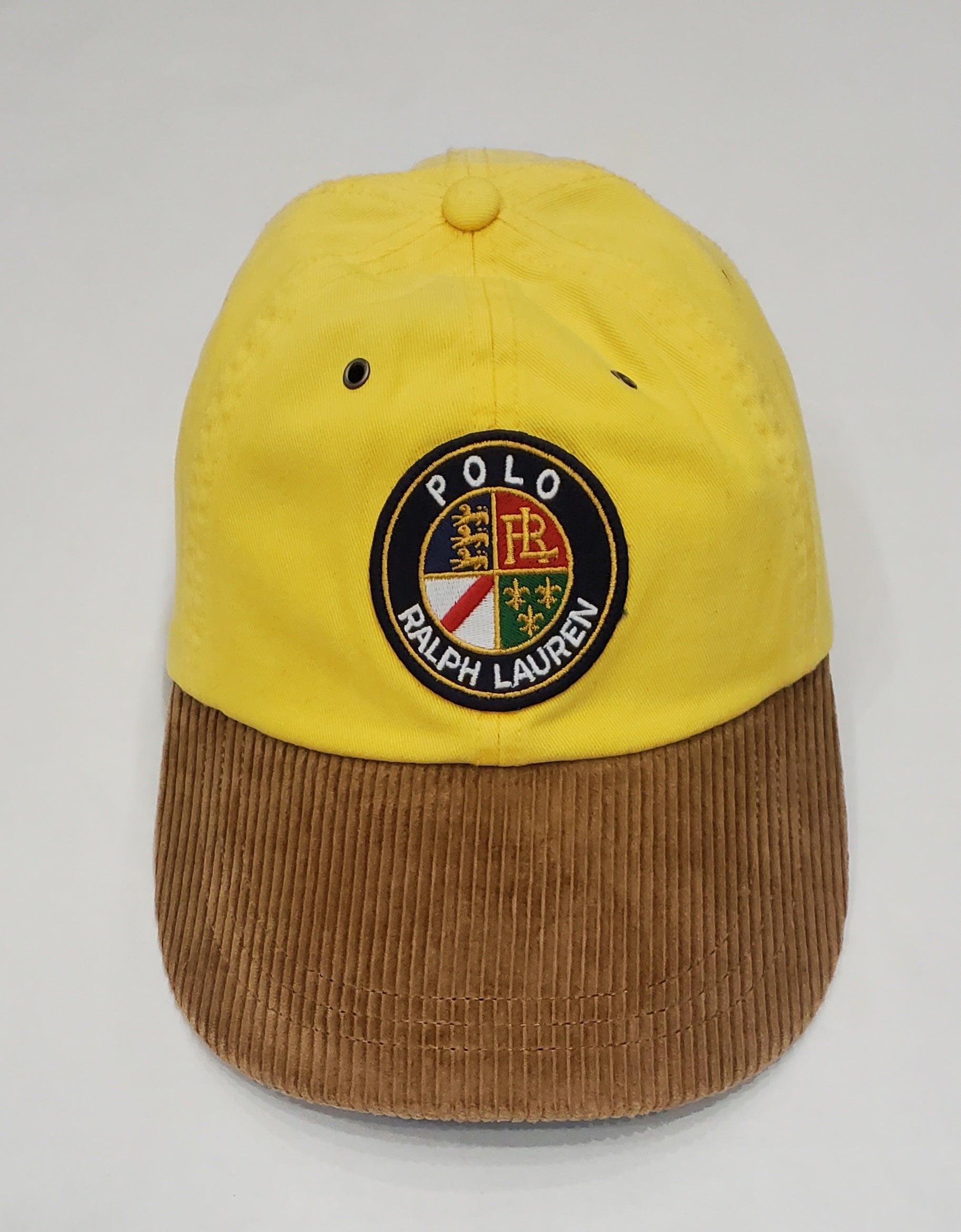 Nwt Polo Ralph Lauren Yellow Cookie Corduroy Leather Strap Hat