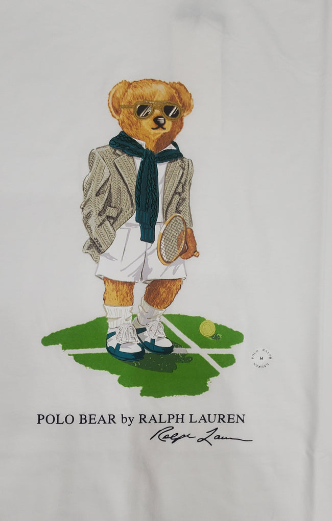 Nwt Polo Ralph Lauren White Tennis Teddy Bear Classic Fit Tee