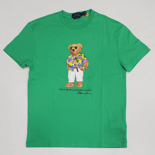 Nwt Polo Ralph Lauren Green Teddy Bear Wearing Hawaii Button Classic Fit Tee
