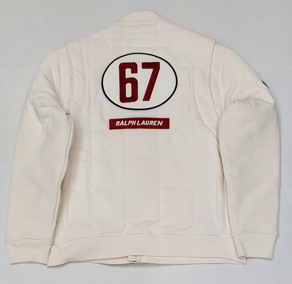 Nwt Polo Ralph Lauren Cream Racing Motor Sport Double Knit Jacket - Unique Style