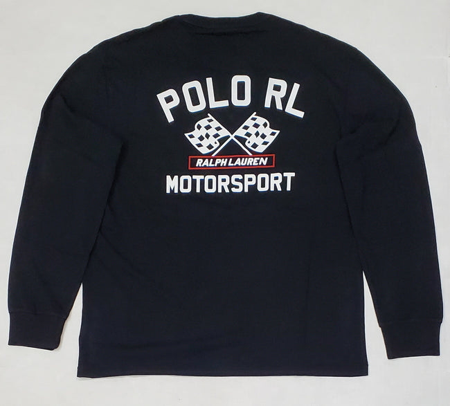 Nwt Polo Ralph Lauren Black Motor Sport  Long Sleeve Classic Fit Tee