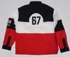 Nwt Polo Ralph Lauren White/Red/Black Motor Sport Formula Racing Long Sleeve Button UP - Unique Style